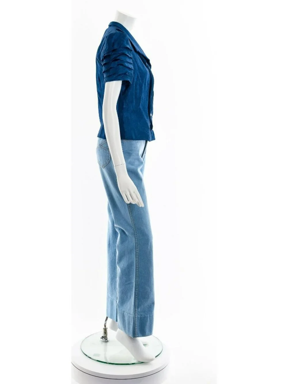Blue Ruffle Button Up Jacket - Picture 5 of 10
